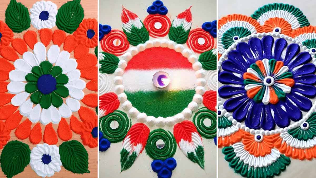 Flag Rangoli Designs: स्वतंत्रता दिवस के मौके पर कंघी की मदद से बन ...