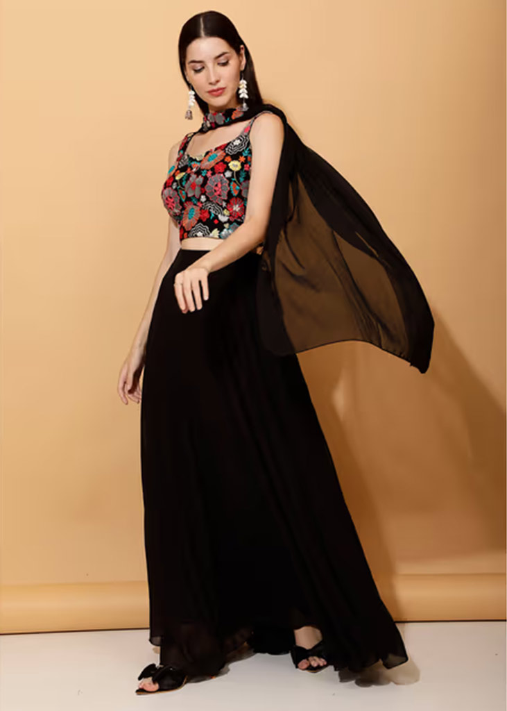 floral crop top and skirt