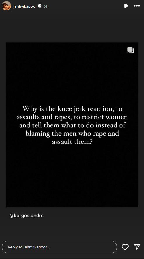 janhvi kapoor on Kolkata doctor case