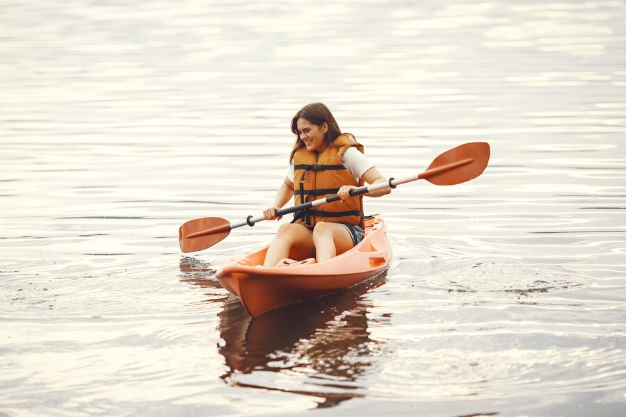 kayaking woman kayak girl paddling water  