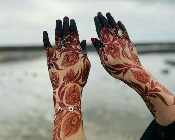 mor pankh mehndi design back hand