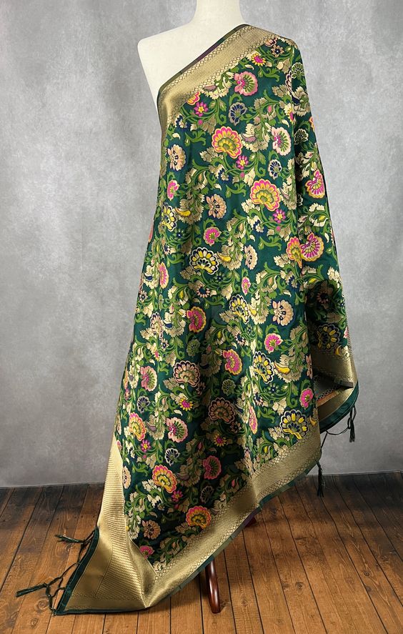 paithani green dupatta for teej