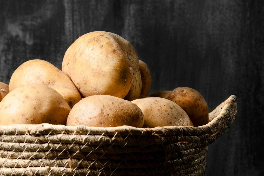 potatoes on bucket