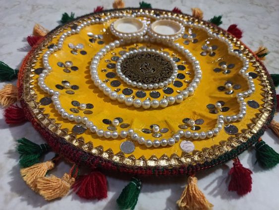 rakhi thali decoration ideas  pearl