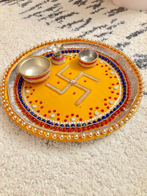 rakhi thali decoration ideas  swatika
