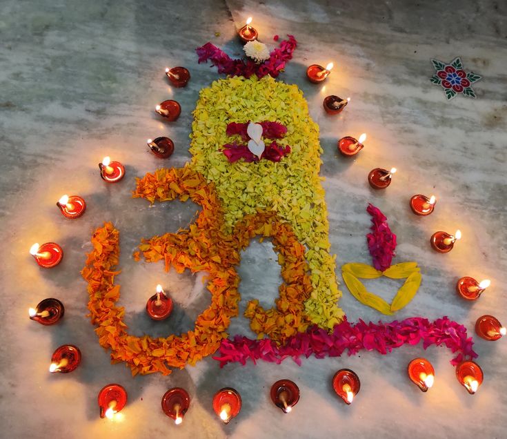 shivling rangoli designs with flowers