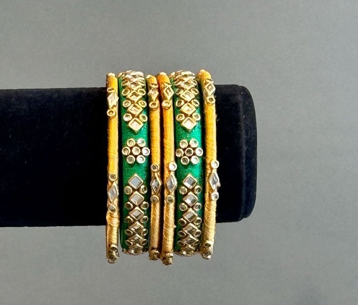 silk thread kundan bangles designs