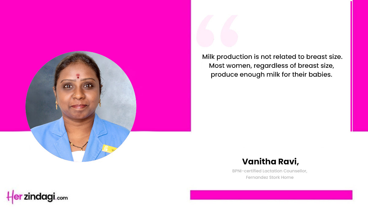 size of a mother’s breasts affects milk production.