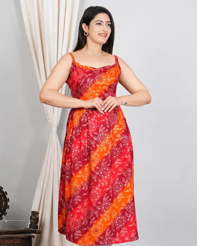 sleeveless bandhani kurtis
