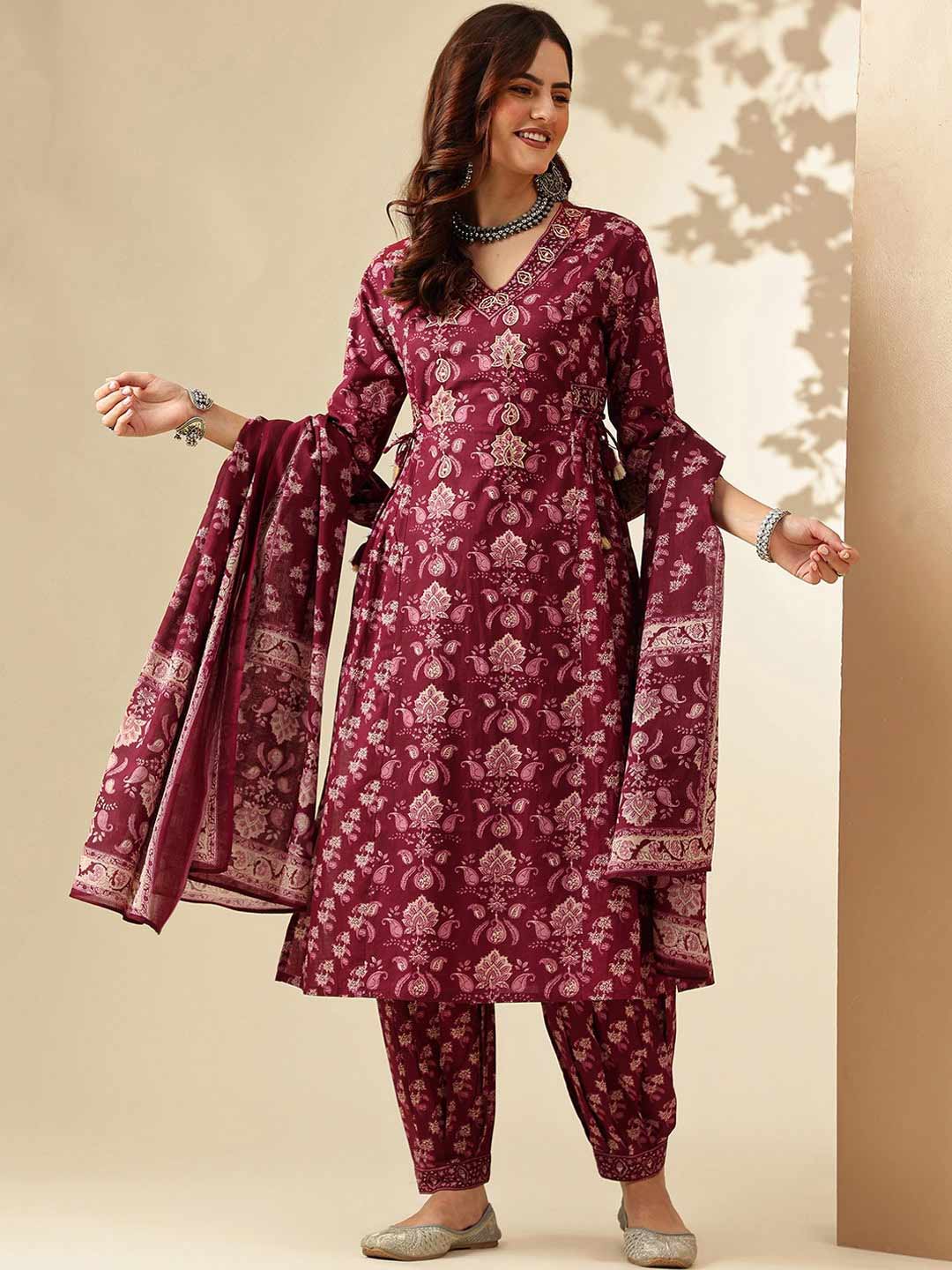 thread work salwar suits