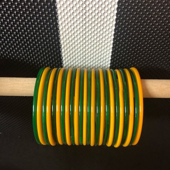 yellow and green bangles set for teej