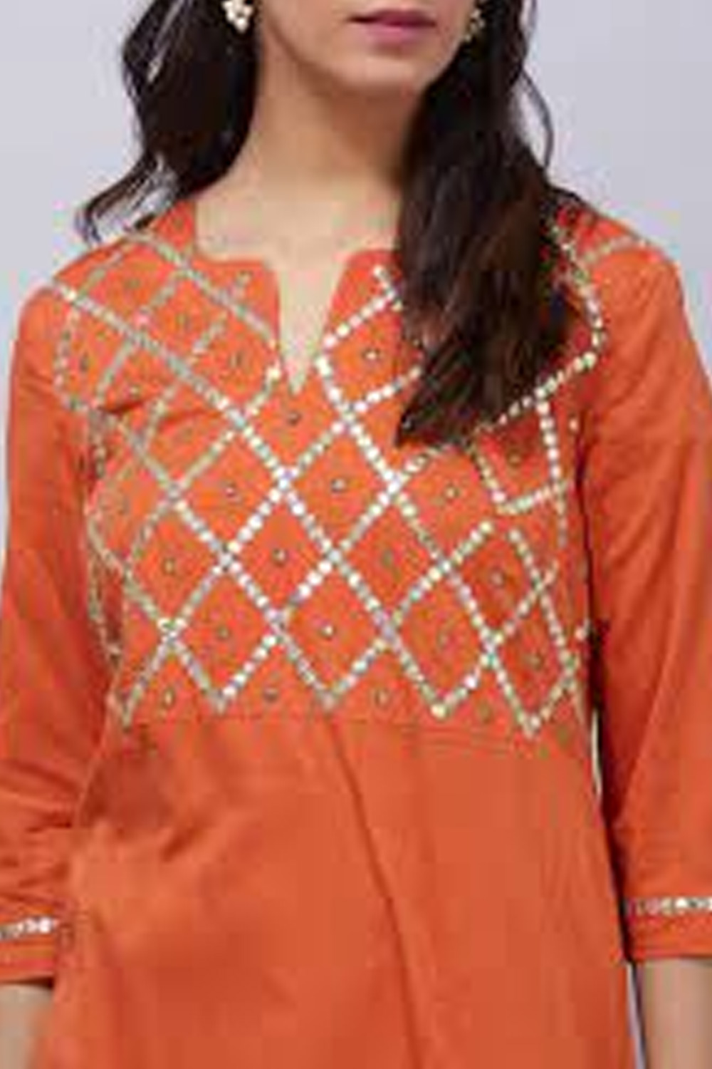 zig zag gota patti neck design