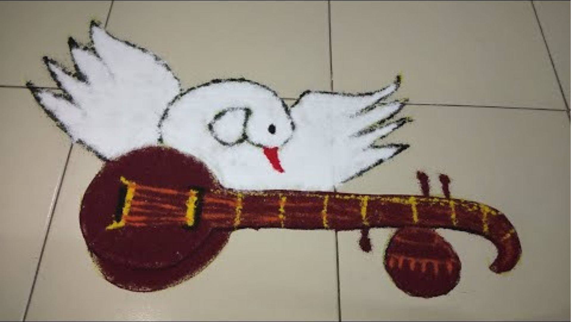 Basant Panchami Veena Rangoli Design