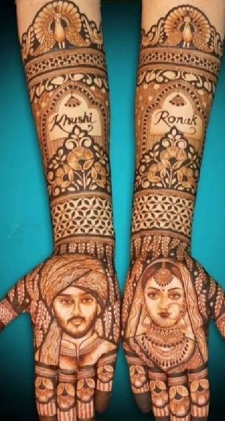 Bride And Groom Mehndi Design