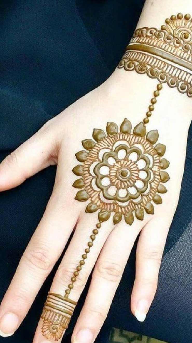 Intricate Henna Designs for Special Occasions : Flower Chain Inspired Henna