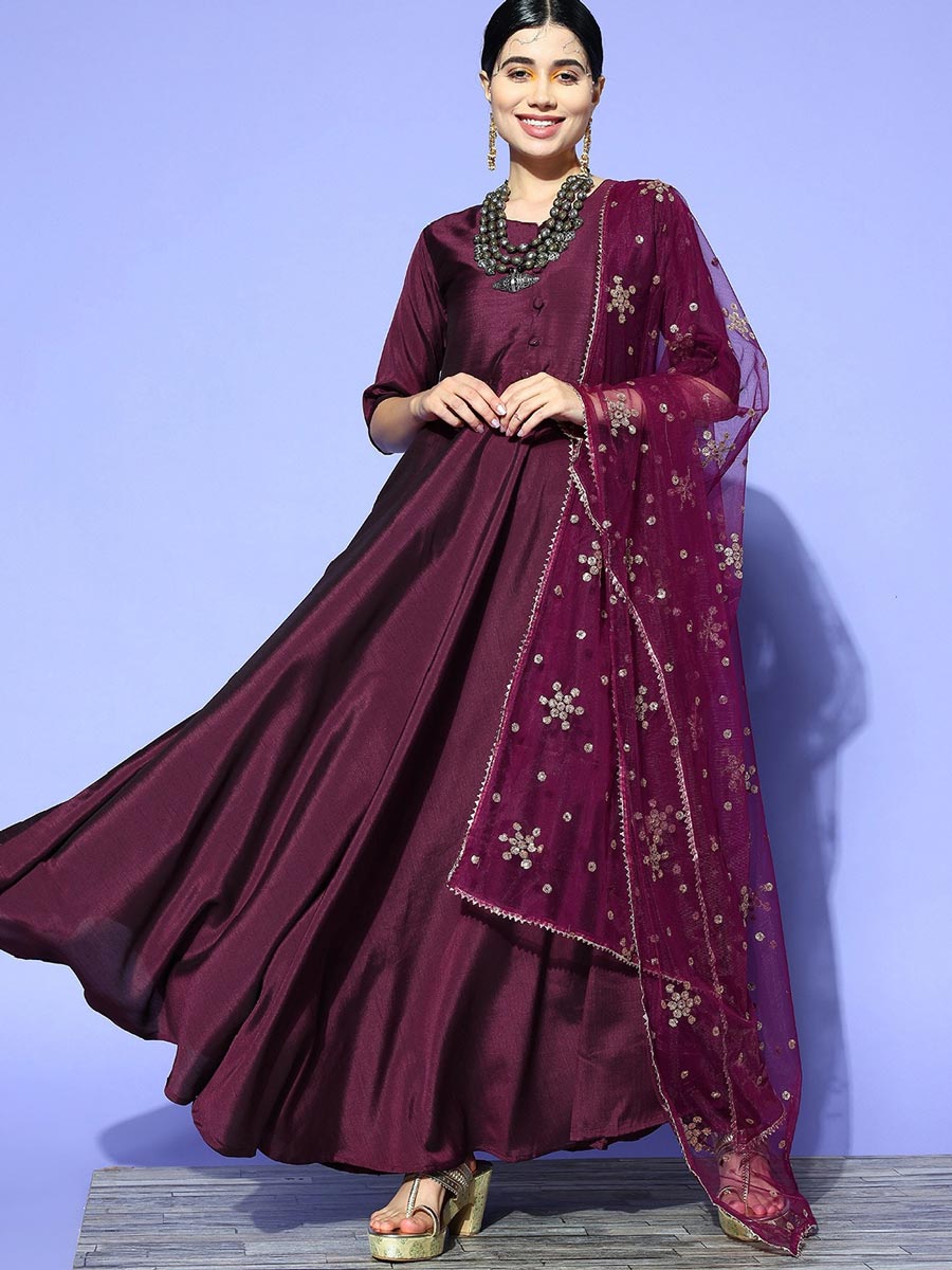Plane anarkali suit