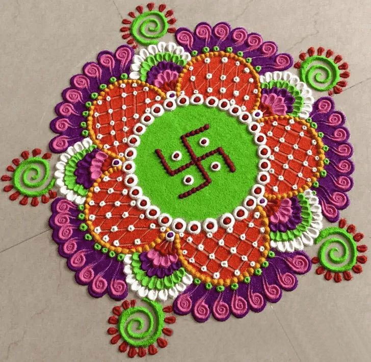 Sarawati Puja Rangoli Designs Using Matchsticks