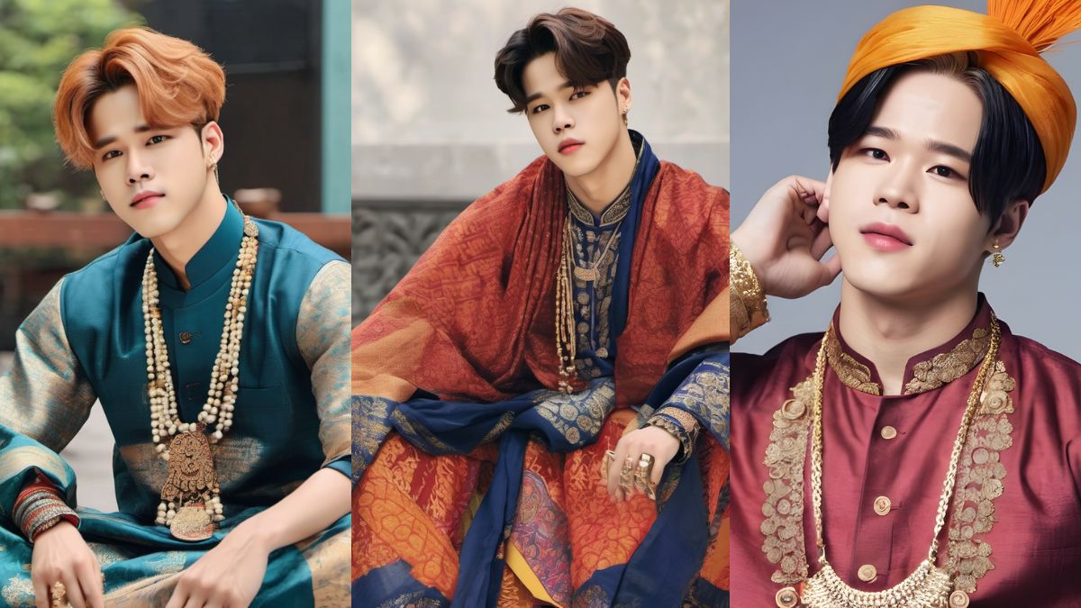 bts member jimin wearing indian traditional clothes