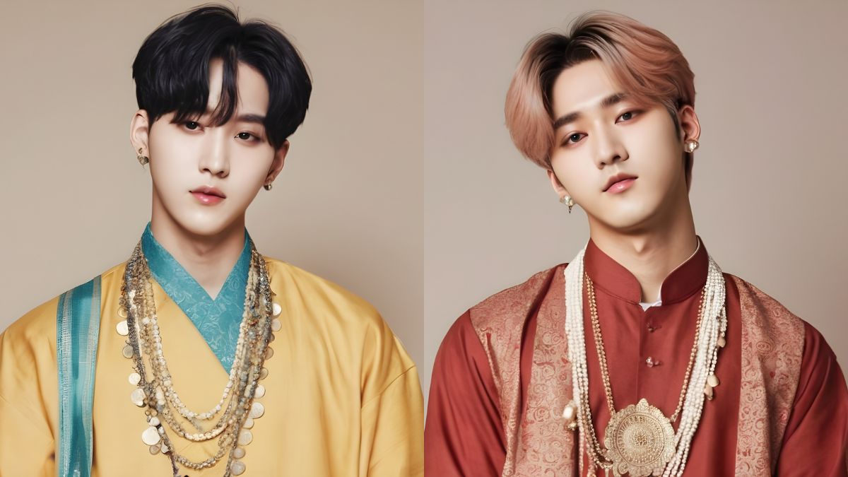 bts member kim tae hyung wearing indian clothes