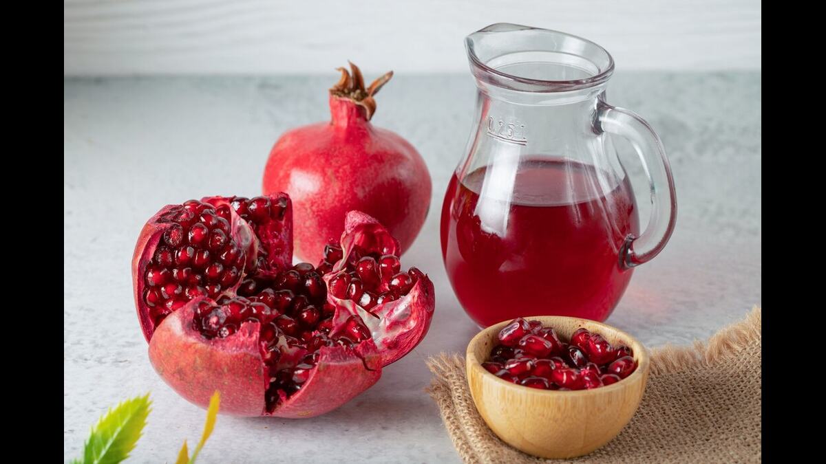 fresh pomegranates with juice