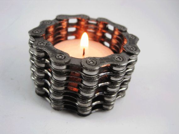 how to make cool bicycle chain candle stand
