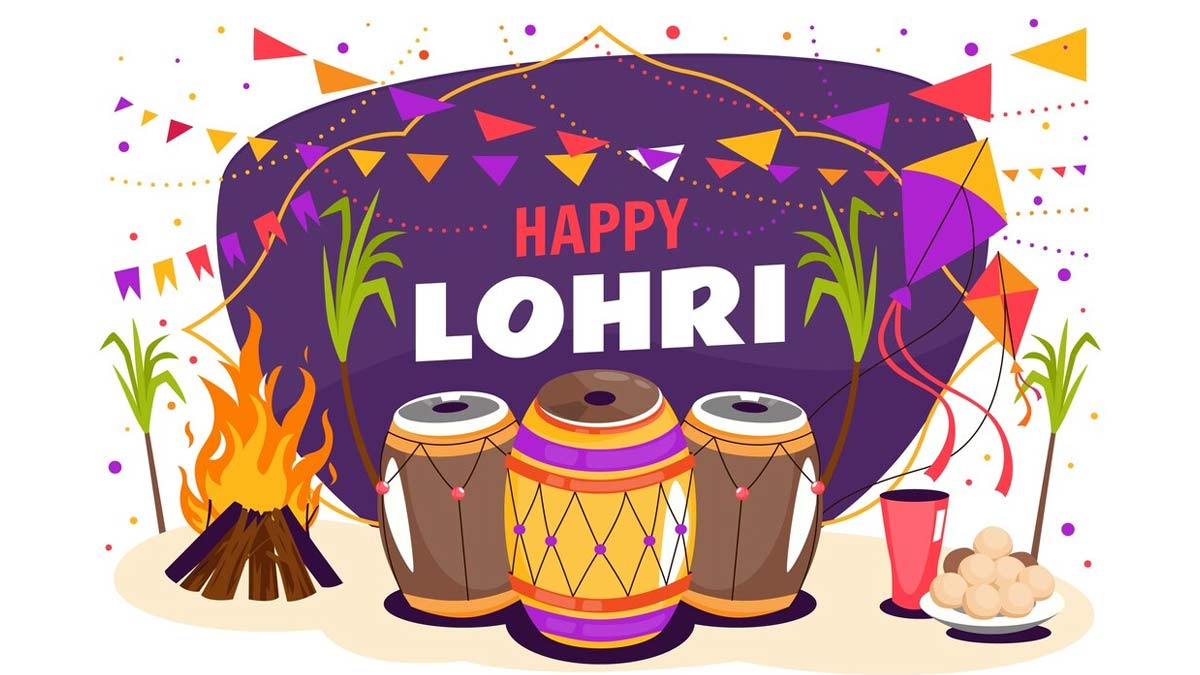 Free Vector | Flat background for lohri festival celebration