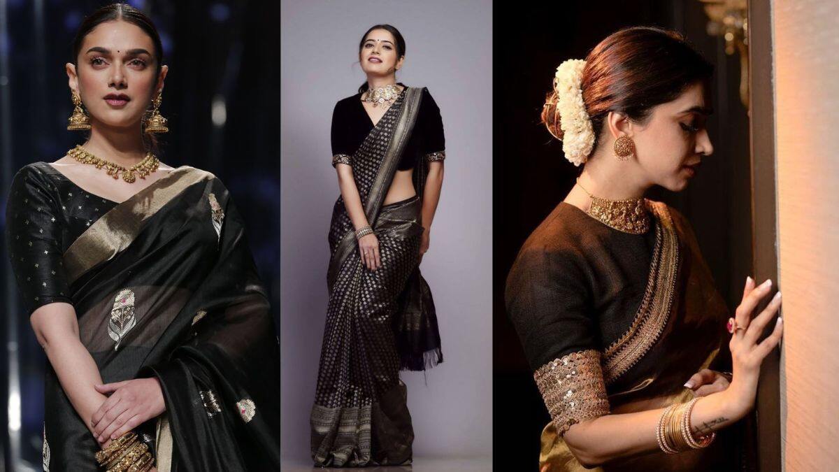Sankranti black saree special looks | Festival wear, Blouse designs, Black  saree