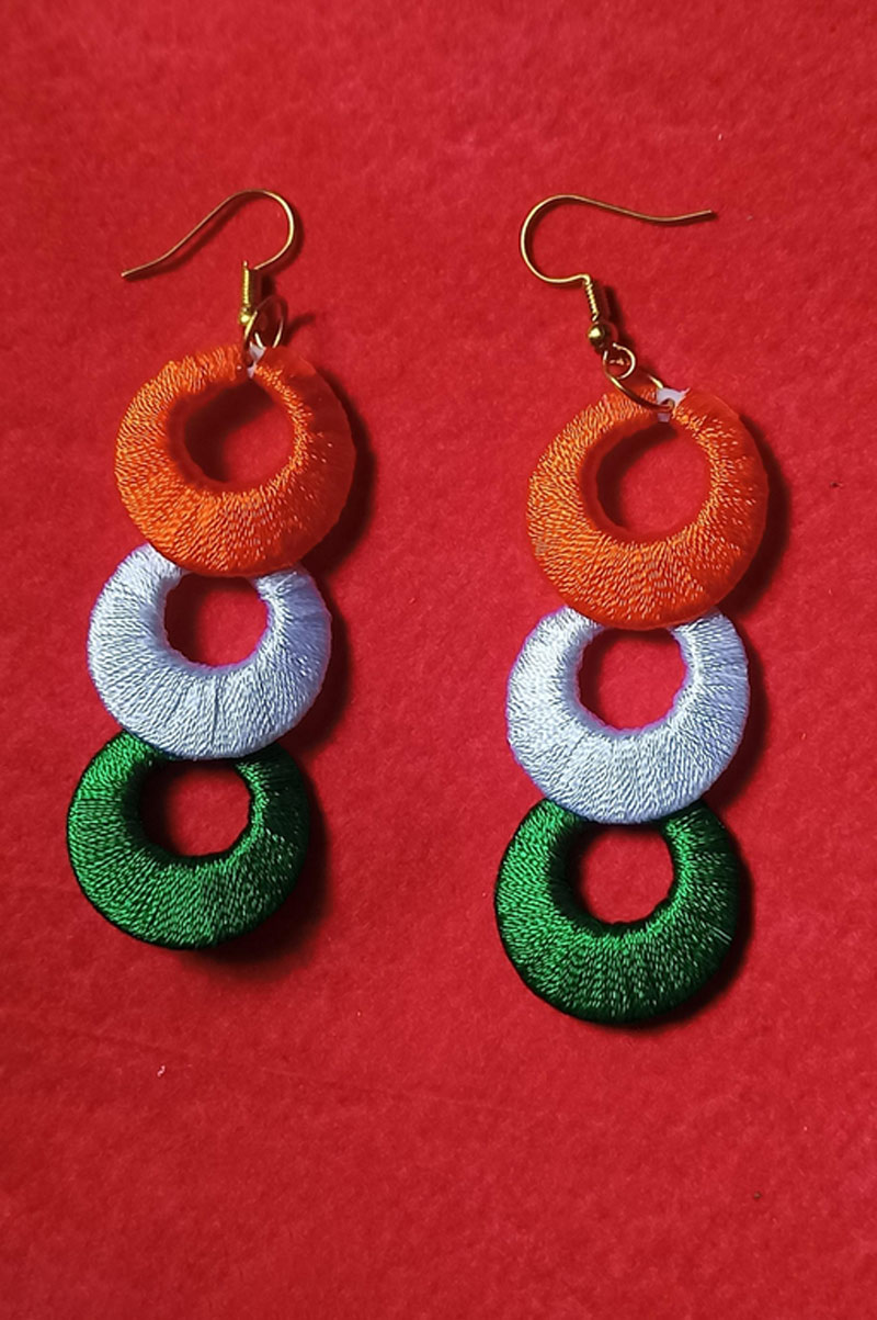 Orange - Nitya Handmade Thread & Stone Work Earrings 01 main image 1