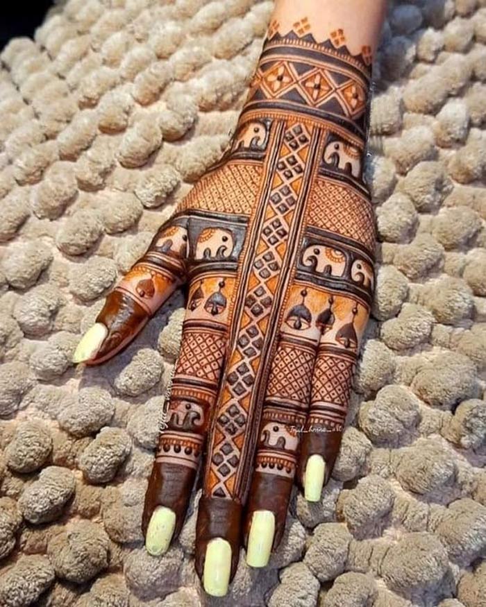 Art in girls hand using henna plant also called as mehndi design,style.it  is a tradition in india Stock Photo - Alamy