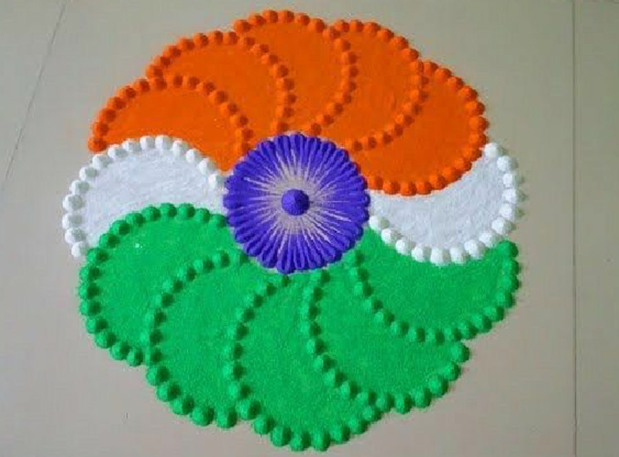 Tricolour Floral Rangoli Design