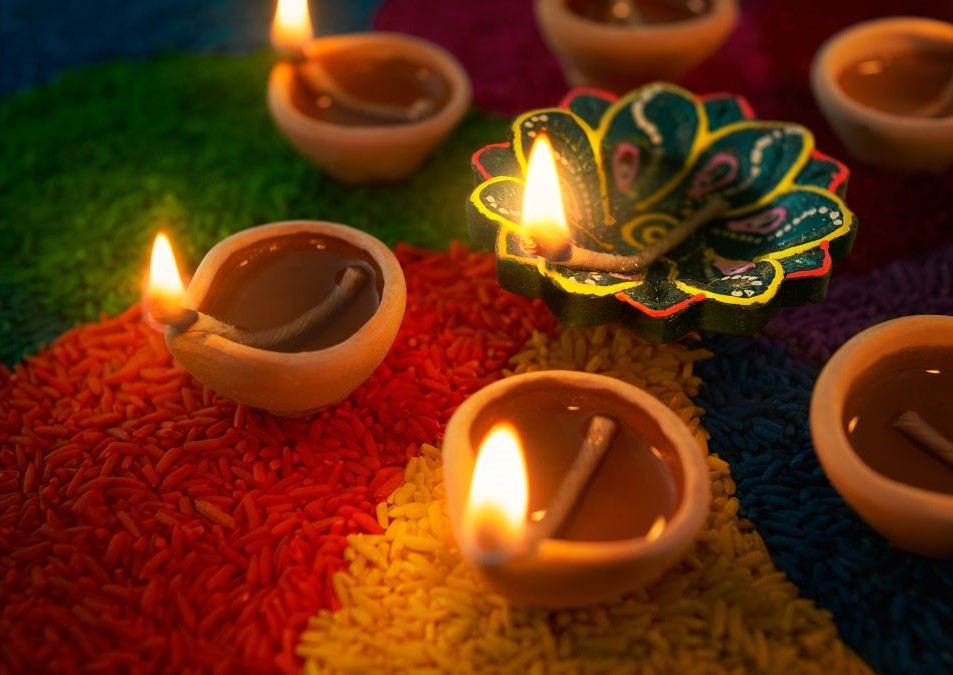 Tricoloured Rice Rangoli Designs