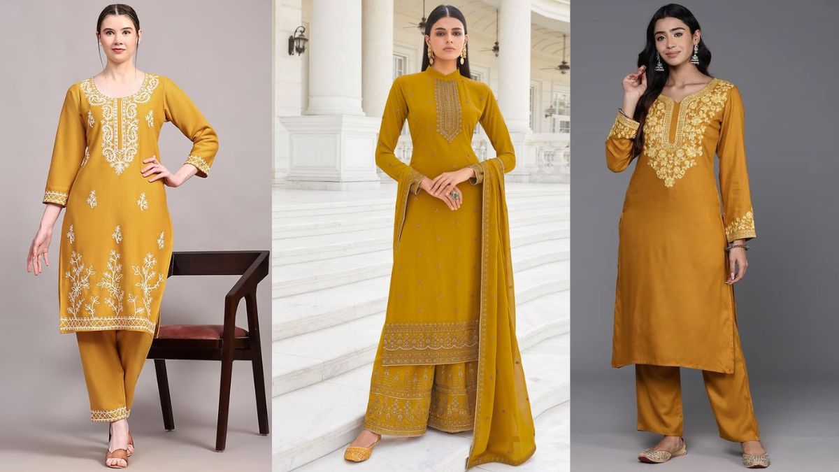 Buy Pasmina Woolen Kurta for Women Mustard Yellow Yoke Design Embroidered Woolen  Kurta Indian/ Kashmiri Kurta Indian Tunic Winter Wear Online in India - Etsy