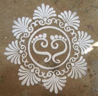 kaanum Rangoli Design with rice flour