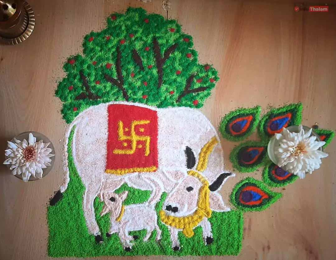 swastik design rangoli