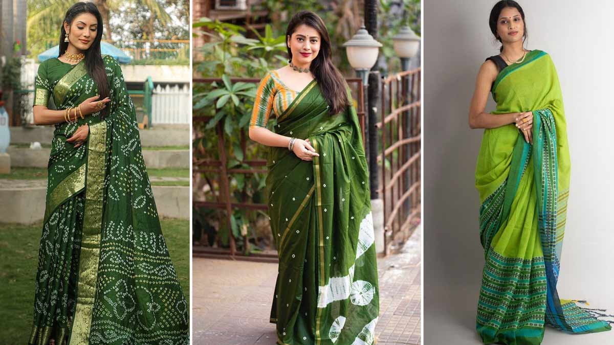 Green saree for teej store