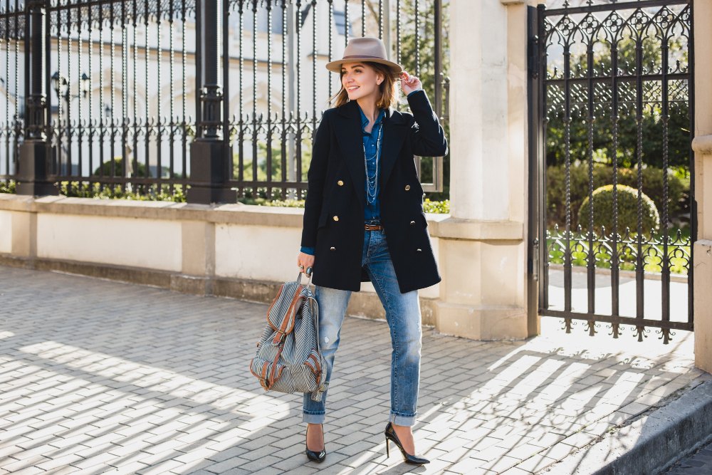 Black Blazer With High Waisted Jeans