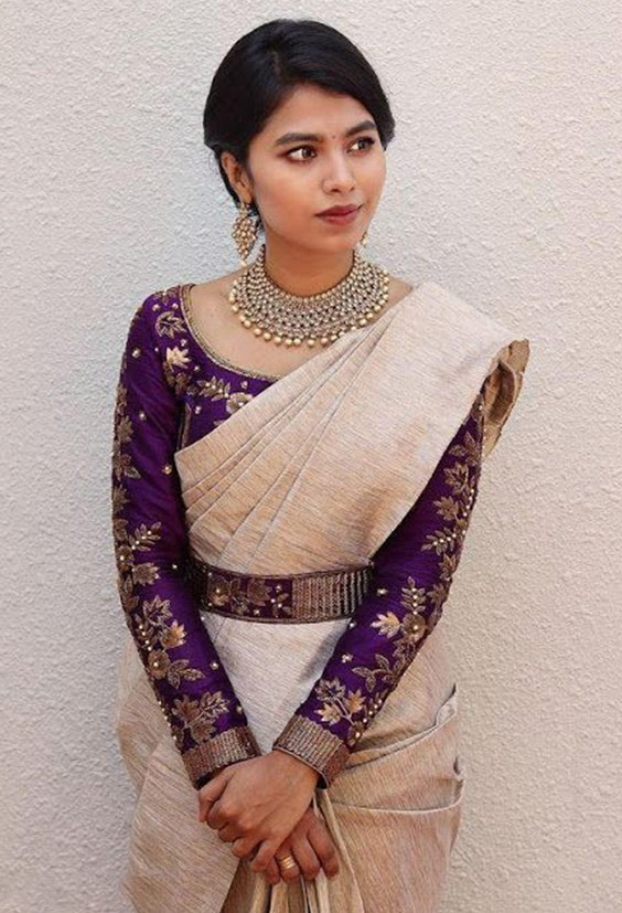 Blouse attached belt