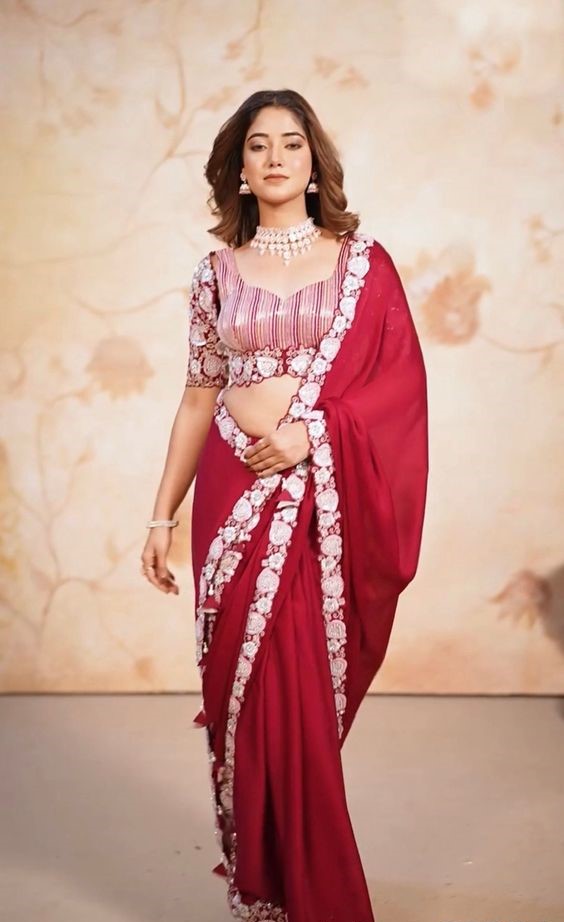 5 Beautiful Plain Chiffon Saree Contrast Blouse Designs Herzindagi