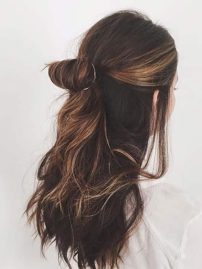 Bun hairstyle with suit