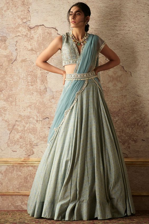 Chanderi Belted Lehenga Design