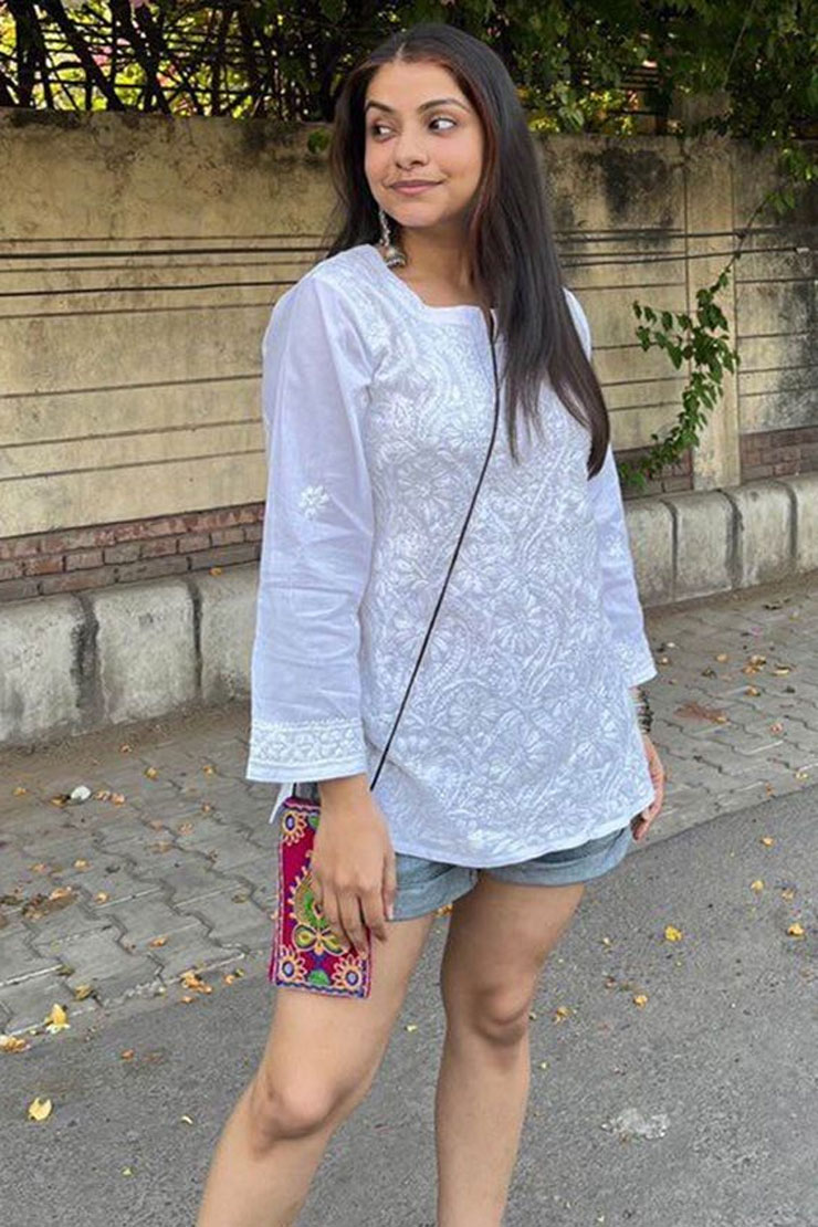 Chikankari Cotton Short Kurti