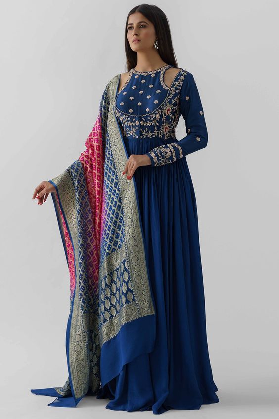 Cut Out Georgette Anarkali Suit