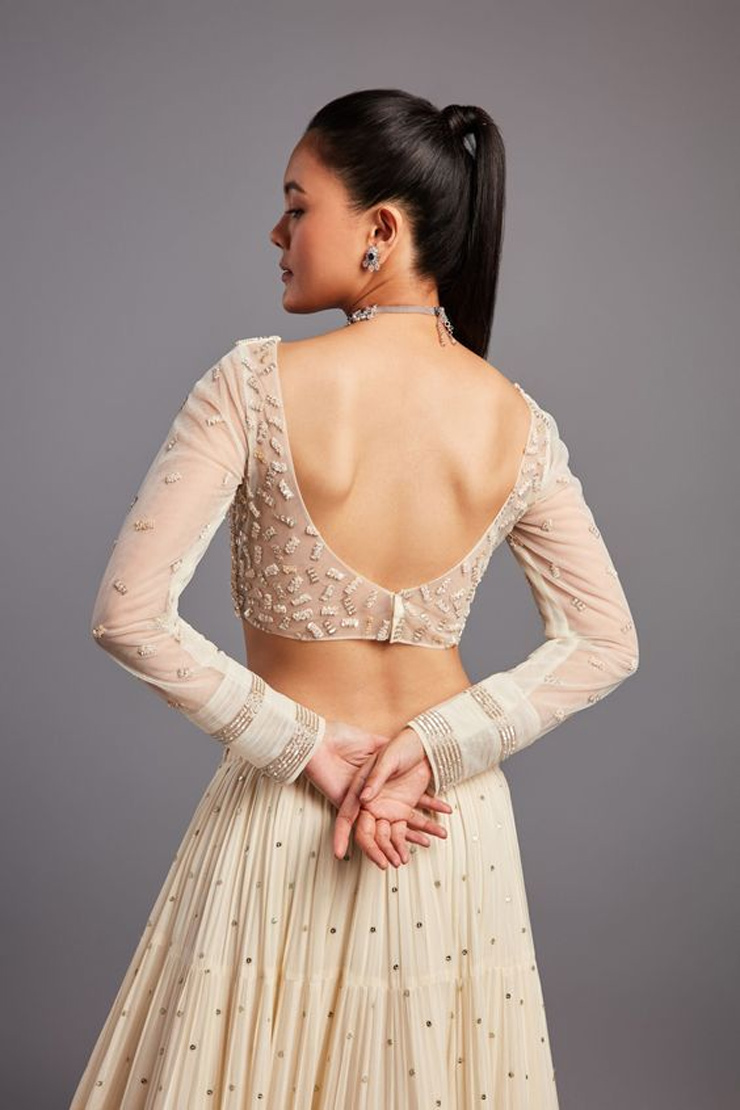 Deep U Neck Back Blouse Design