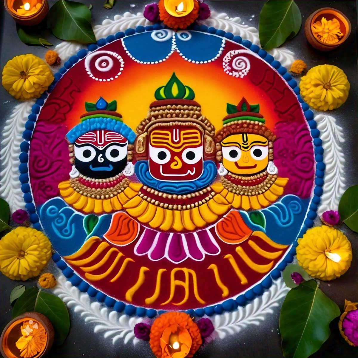 Easy Rangoli Designs For Jagannath Rath Yatra