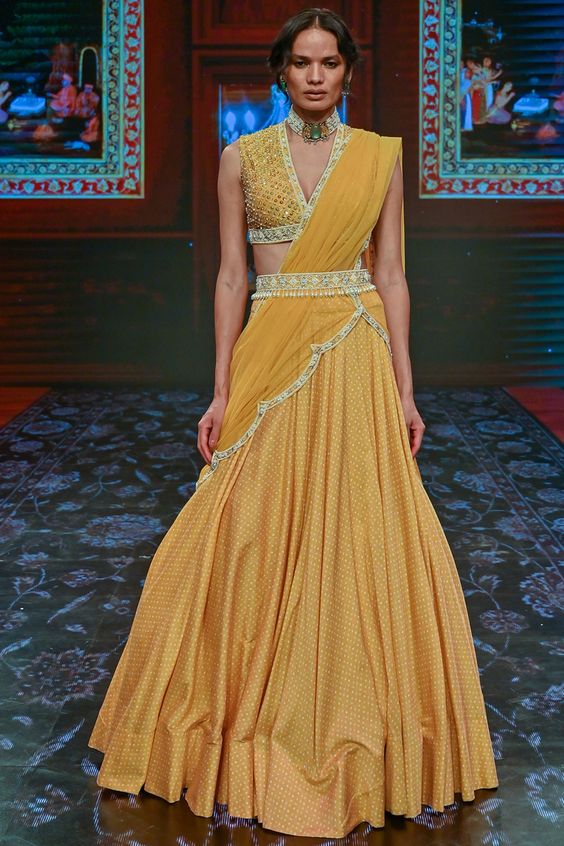 Embroidered Belted Lehenga Design