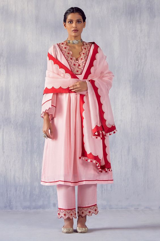 Embroidered Cotton Silk Suit
