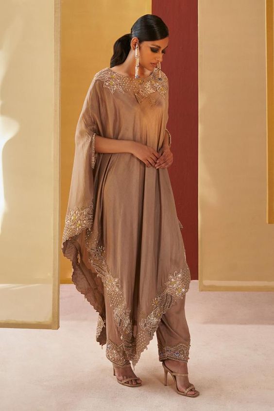 Embroidered Poncho Kurti Design