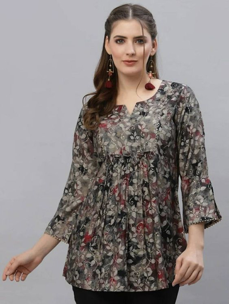 Floral Cotton Short Kurti