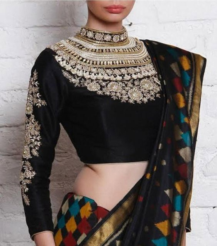 Full Sleeves Black Blouse Design