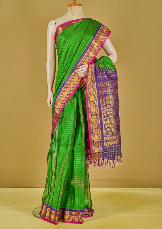 Gadwal Cotton Green Sarees